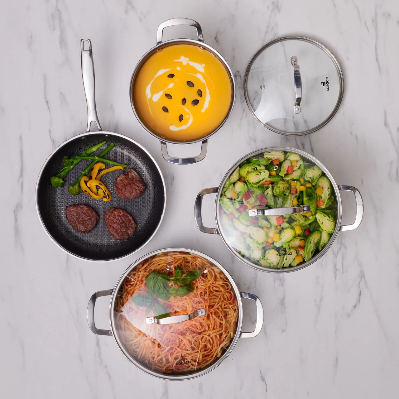 Batterie de cuisine Karaca Ceramica Steel 3Ply en Acier Inoxydable – Image 2