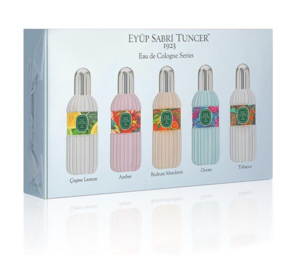 Coffret Eyüp Sabri Tuncer Eau de Cologne 16 ml, 5pcs (Tabac, Océan, Ambre, Mandarin, Citron) – Image 2