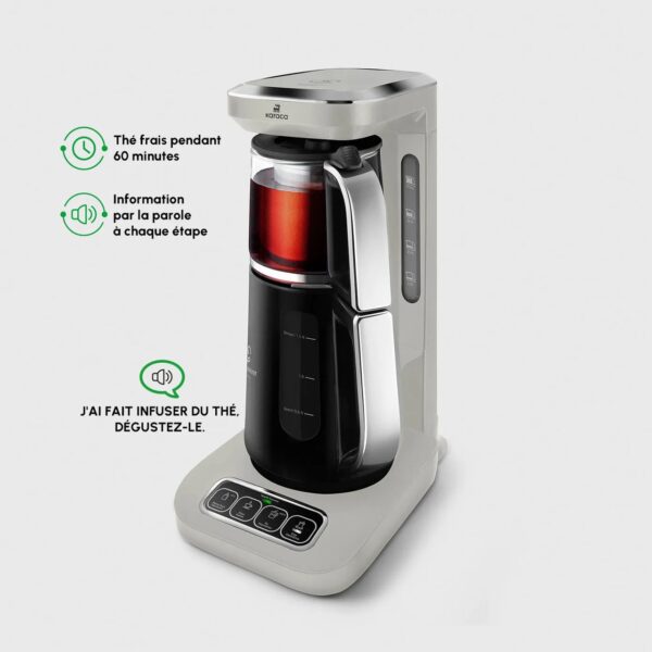 Théière Bouilloire et cafetière filtre Karaca Caysever Robotea Pro 4 en 1 automatique parlant
,  beige & Noir – Image 7