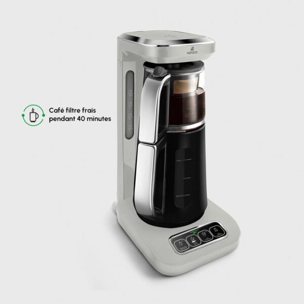 Théière Bouilloire et cafetière filtre Karaca Caysever Robotea Pro 4 en 1 automatique parlant
,  beige & Noir – Image 8