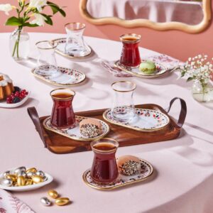 Set à thé KARACA Tulip , blanc & gold 6 pers- 12 pcs