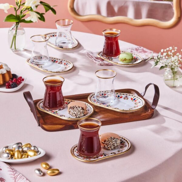 Set à thé KARACA Tulip , blanc & gold 6 pers- 12 pcs