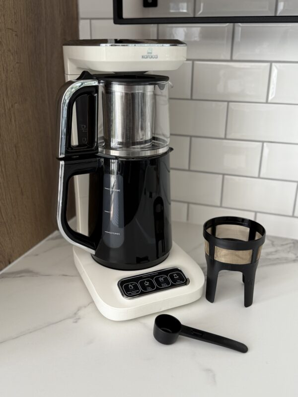 Théière Bouilloire et cafetière filtre Karaca Caysever Robotea Pro 4 en 1 automatique parlant
,  beige & Noir – Image 2