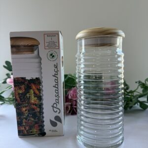 Grand bocal Babylon en verre & bambou, 1500 ml
