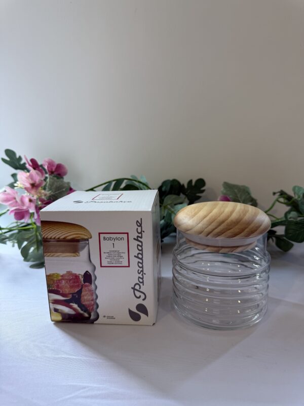 Petit bocal Babylon en verre & bambou , 630 ml