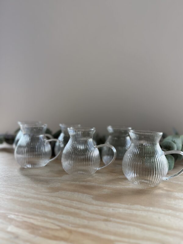 Verre Tombik strié avec poignée , 6 pcs