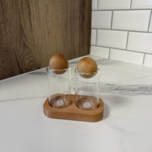 Salière & poivrier en verre & bois Mina , 5 pcs
