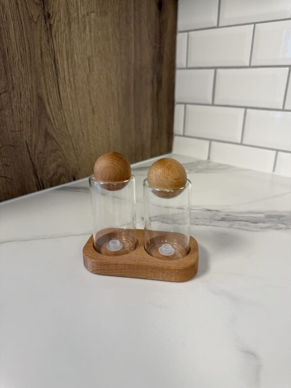 Salière & poivrier en verre & bois Mina , 5 pcs