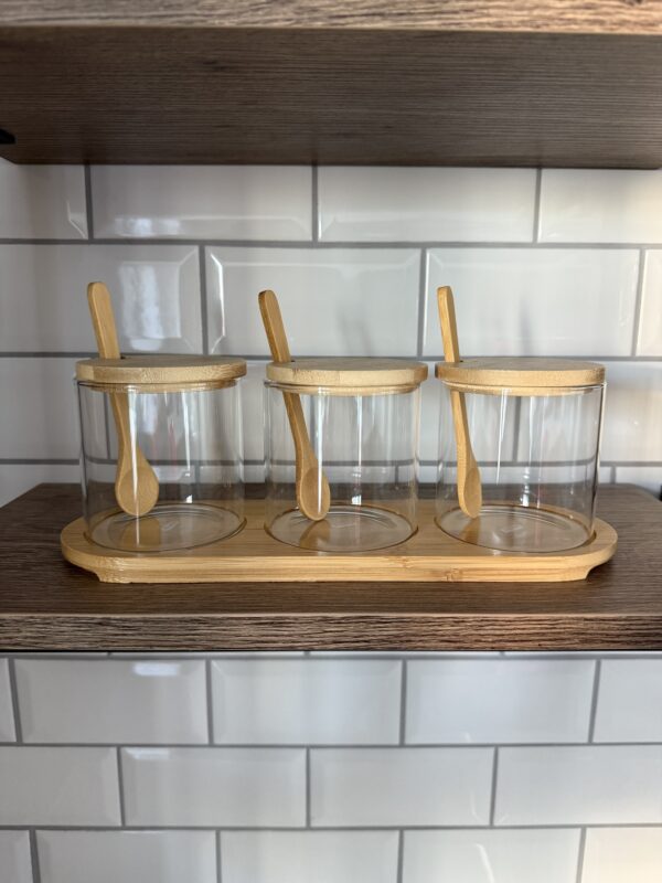 Set Pots à épices en verre & bambou – Image 2