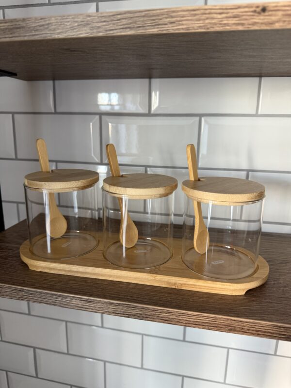 Set Pots à épices en verre & bambou – Image 3