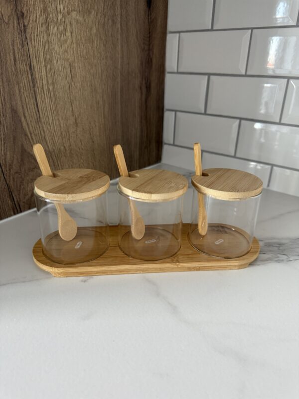 Set Pots à épices en verre & bambou