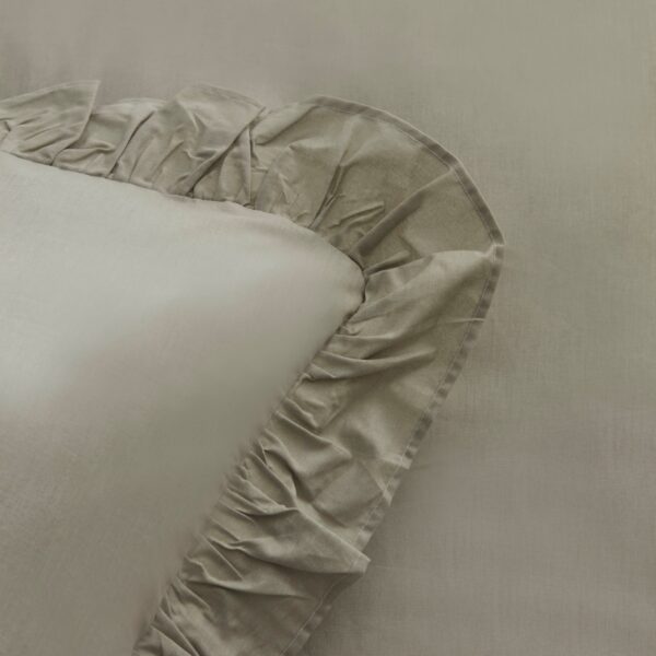 Coffret housse de couette , 4 pcs , 2 pers Karaca home Pure Ruffle gris – Image 3