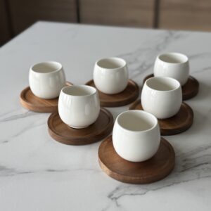 Set à café Moon en bois d’acacia   , 6 personnes