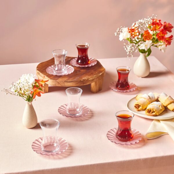 Set à thé Karaca Luna rose clair, 6 pers- 12 pcs – Image 3