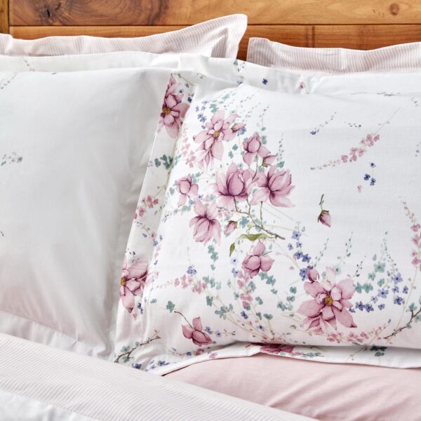 Coffret housse de couette , 4 pcs , 2 pers, Karaca home Dalila rose et blanc – Image 3