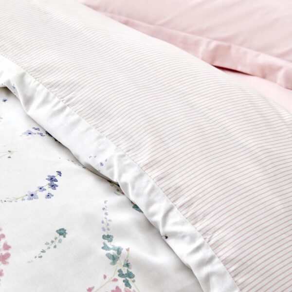 Coffret housse de couette , 4 pcs , 2 pers, Karaca home Dalila rose et blanc – Image 4