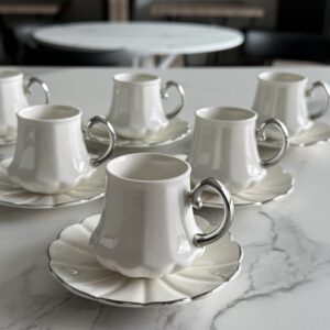 Set à café Tulay Blanc & Silver, 6 pers