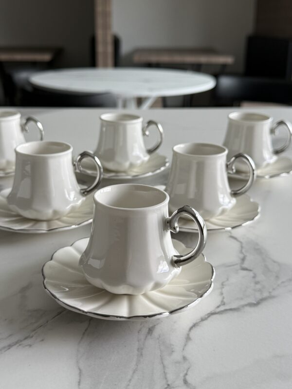 Set à café Tulay Blanc & Silver, 6 pers