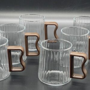Set de 6 mugs en verre strié transparent