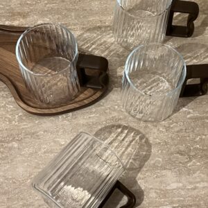 Set de 6 mugs en verre strié transparent