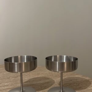 Coupes de présentation sur pied Aura – Inox brossé – Lot de 2